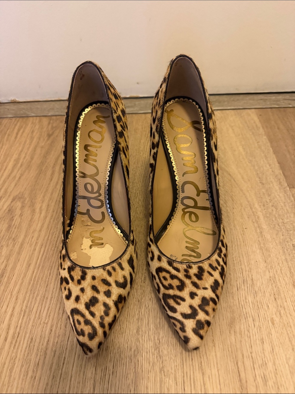Sam Edelman Leopard-Print Pointed Toe Pumps - Tan/Black